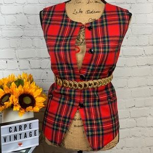 Vintage collectible gold red 100% wool vest large